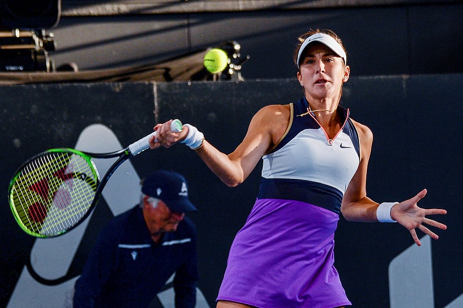 Switzerland's Belinda Bencic hits a return against Poland's Iga Swiatek during their women's singles final match at the Adelaide International tennis tournament in Adelaide. Credit: AFP Photo