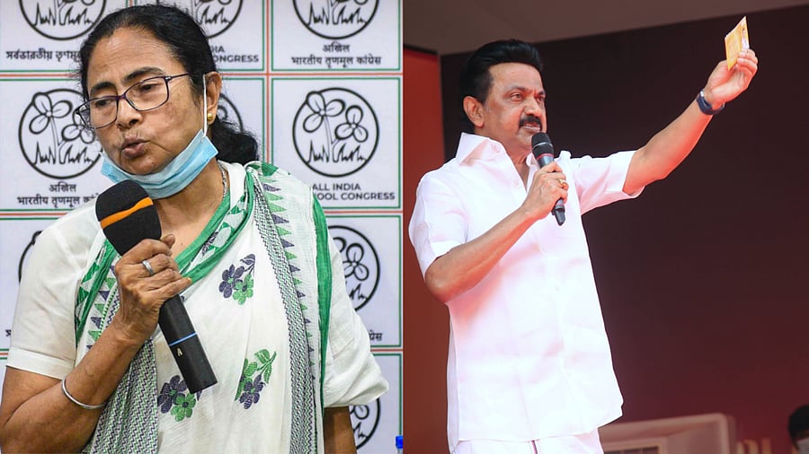  West Bengal Chief Minister Mamata Banerjee and DMK President MK Stalin. Credit: PTI Photo