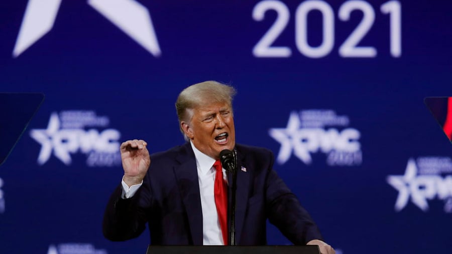 Former U.S. President Donald Trump speaks at the Conservative Political Action Conference (CPAC) in Orlando, Florida, US Feb 28, 2021. Credit: REUTERS