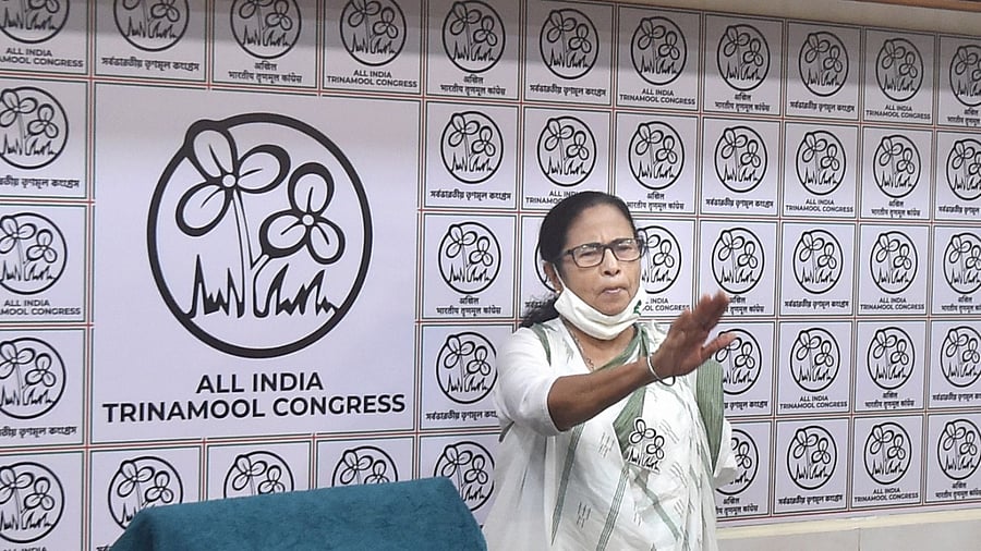 West Bengal CM and TMC Supremo Mamata Banerjee interacts with media during announcement of her party candidate list Credit: PTI Photo