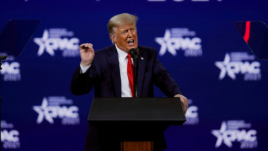 Former US President Donald Trump speaks at the Conservative Political Action Conference (CPAC) in Orlando, Florida. Credit: Reuters File Pho