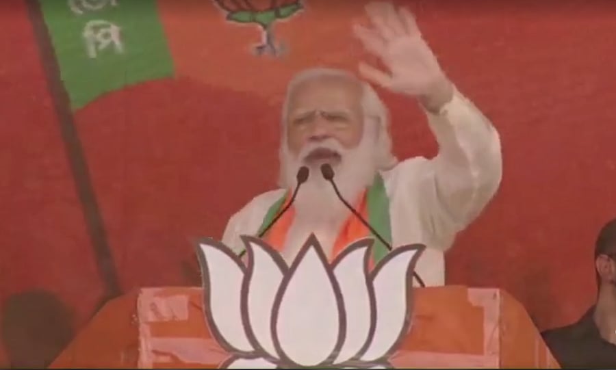 Prime Minister Narendra Modi was addressing a rally in Kolkata. Credit: Twitter/ @NarendraModi