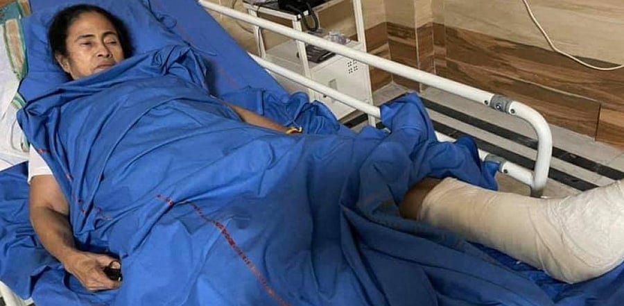 West Bengal Chief Minister Mamata Banerjee admitted at SSKM hospital after suffering injuries during her Nandigram visit on Wednesday, March 10, 2021. Credit: PTI Photo
