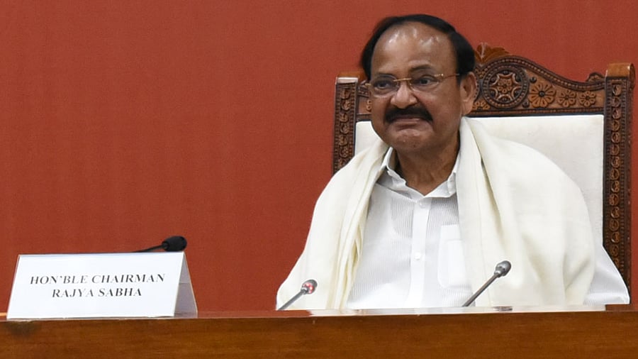 The Vice President of India & Rajya Sabha Chairman M Venkaiah Naidu at the orientation programme for the newly elected/nominated Members of Rajya Sabha in New Delhi on March 13, 2021. Credit: DH Photo