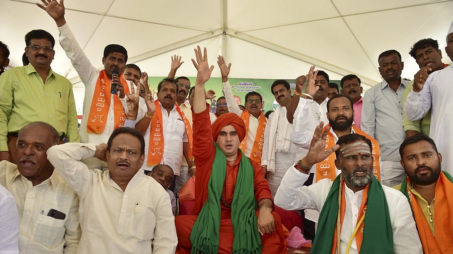 Members of the Panchamasali sect demand reservation under the 2A reservation category. Credit: PTI File Photo