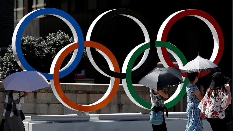 <div class="paragraphs"><p> Olympic rings displayed at Nihonbashi district in Tokyo. </p></div>