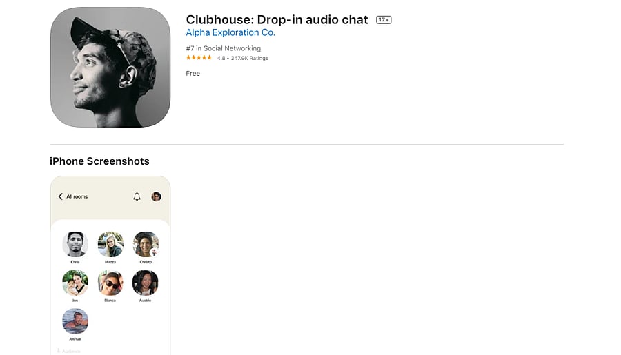 Clubhouse on Apple App Store (screen-shot)