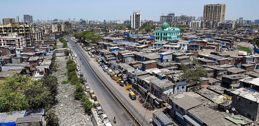 A view of deserted roads near Dharavi during a nationwide lockdown in the wake of coronavirus pandemic, in Mumbai. Credit: PTI Photo