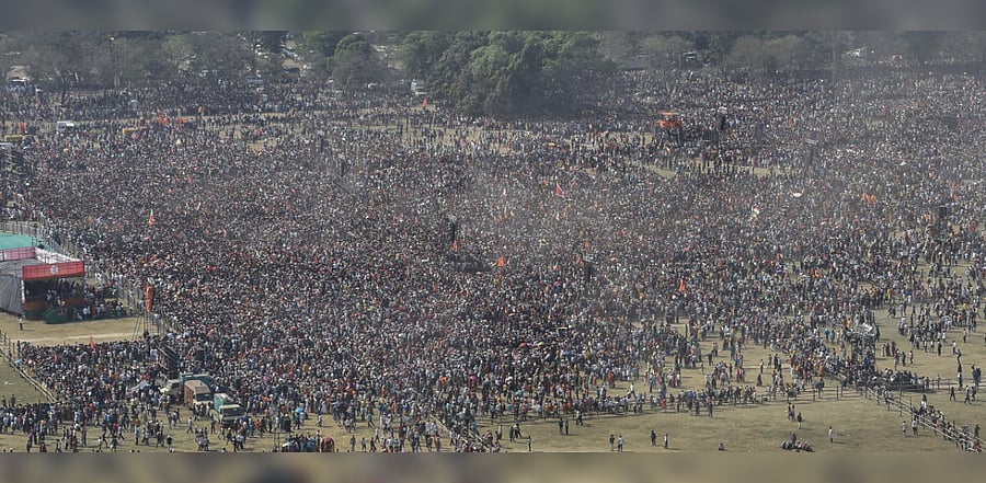 Crowd at Brigade Parade Ground. Credit: PTI file photo. 