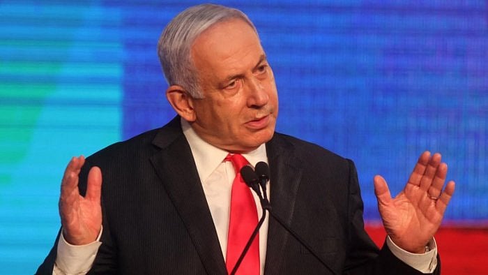 Israeli Prime Minister Benjamin Netanyahu, leader of the Likud party, addresses supporters at the party campaign headquarters in Jerusalem. Credit: AFP Photo