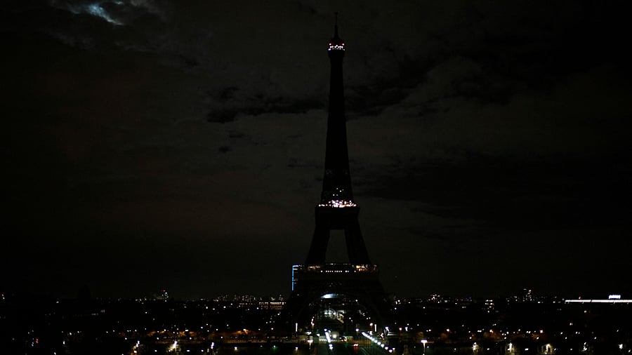 The Eiffel Tower in Paris after it was switched off as part of the Earth Hour. Credit: AFP Photo