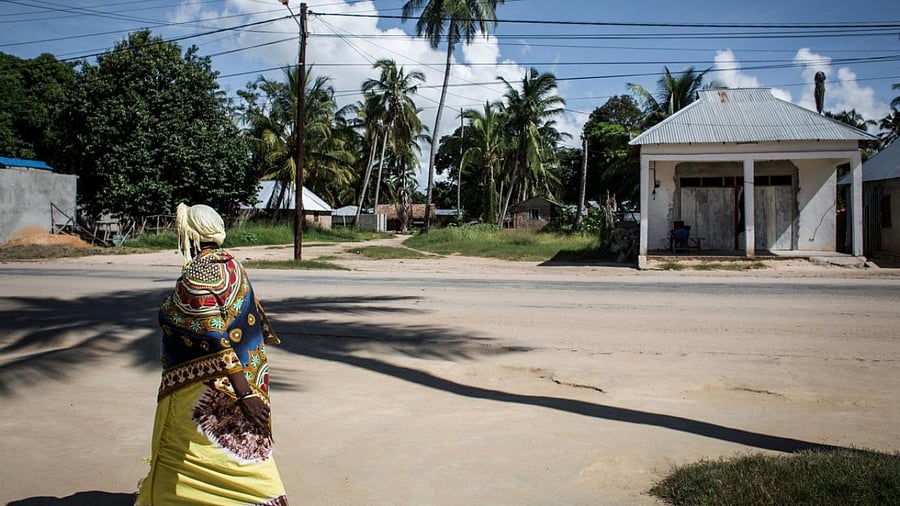 In this file photo taken on February 16, 2017, a Mozambican woman walks in Palma, a small, palm-fringed fishing town. Credit: AFP.