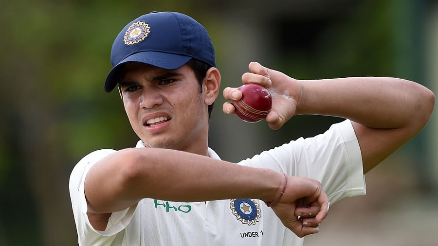 Left-arm pacer Arjun Tendulkar. Credit: AFP File Photo.