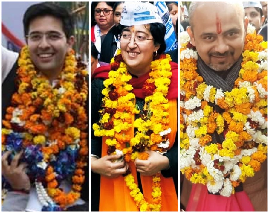 Raghav Chadha, Atishi and Dilip Pandey won from Rajinder Nagar, Kalkaji and Timarpur respectively.
