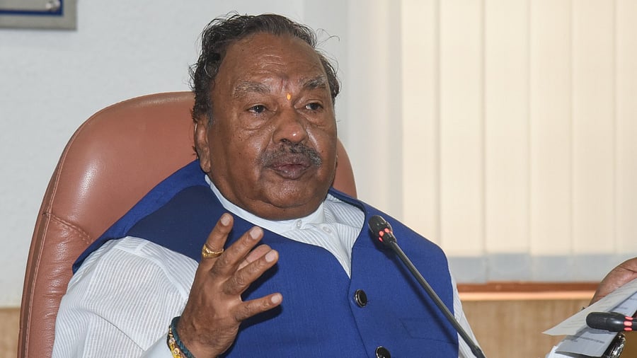 Rural Development & Panchayat Raj Minister K S Eshwarappa. Credit: DH Photo