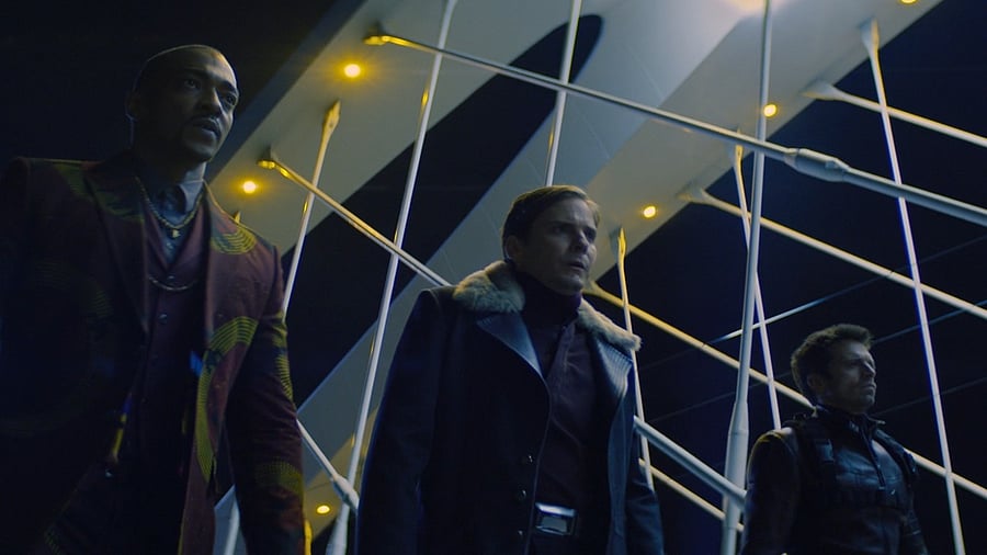 It's not everyday you see a black man, a wanted criminal and a former assassin walk down the road together. Credit: Hotstar/Disney+/Screenshot.