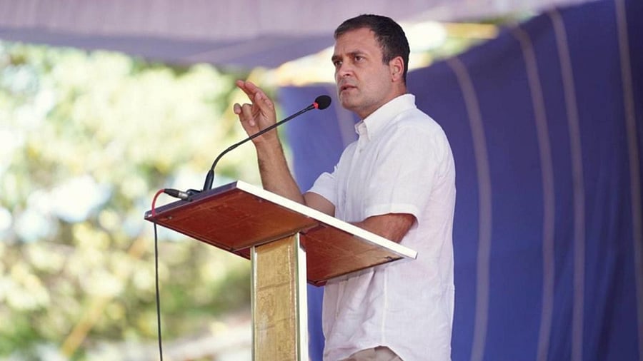 Congress leader Rahul Gandhi addresses a corner meeting, in Koyilandy. Credit: PTI.