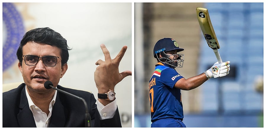 BCCI president Sourav Ganguly (L), Rishabh Pant. Credit: DH Collage