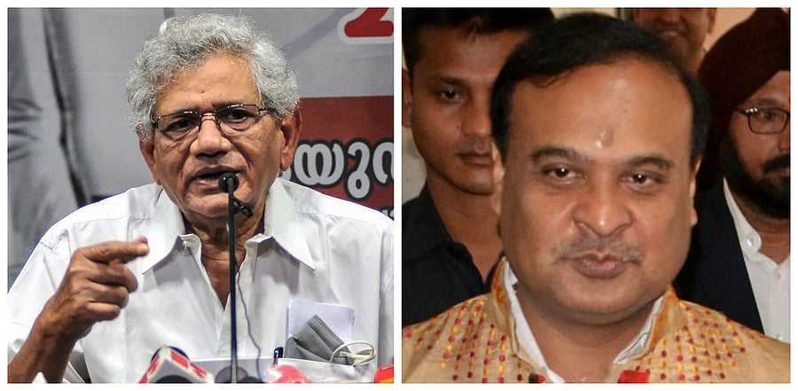 CPI(M) chief Sitaram Yechury and Himanta Biswa Sarma. Credit: PTI Photos