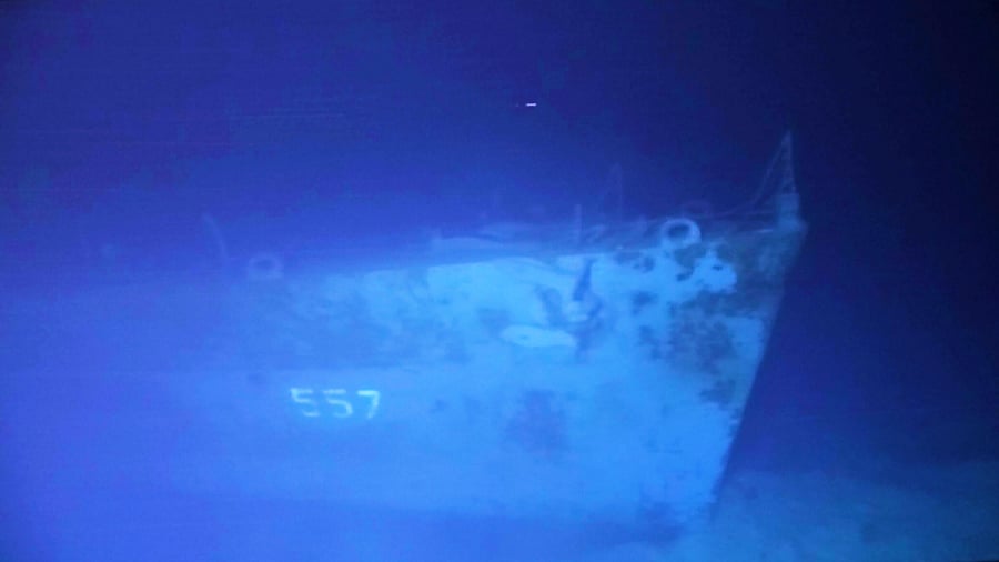 The main wreckage of the USS Johnston (DD-557), a US Navy Fletcher-class destroyer that sank during the Battle of Samar in World War II, resting on the ocean floor off Samar Island in the Philippines. Credit: AFP Photo