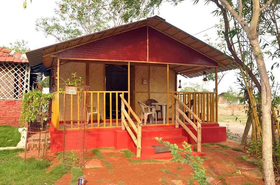 A house made of bamboo near Hyderabad