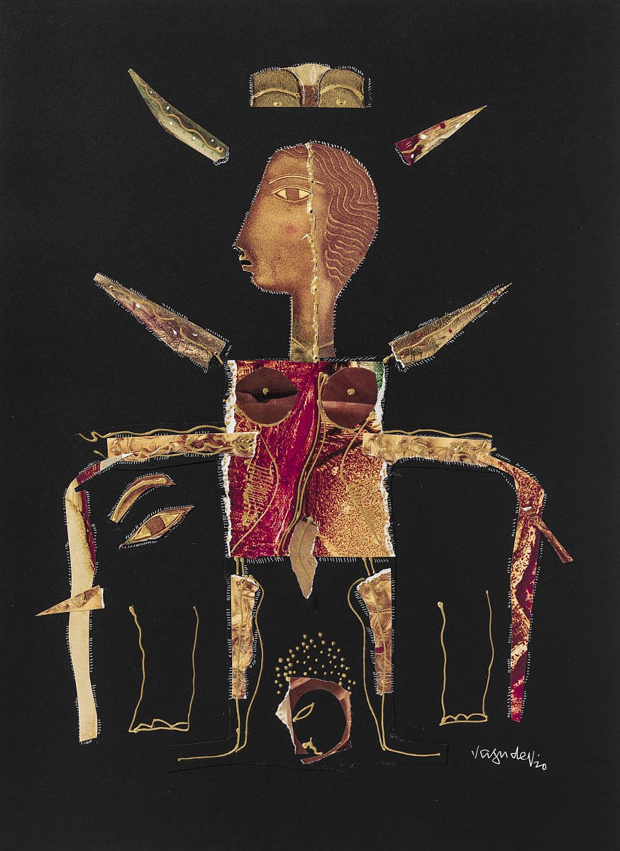 Deity, collage on paper