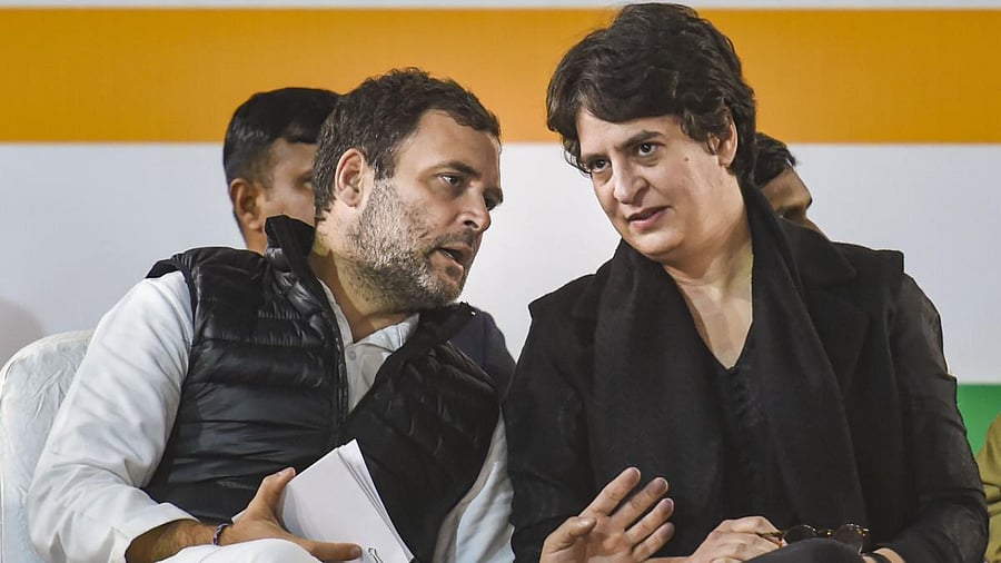 Congress Leaders Rahul Gandhi and Priyanka Gandhi. Credit: PTI photo.