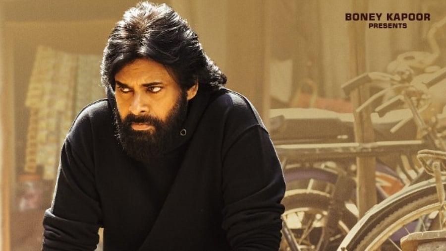 Pawan Kalyan in and as 'Vakeel Saab'. Credit: Twitter/@vamsikaka