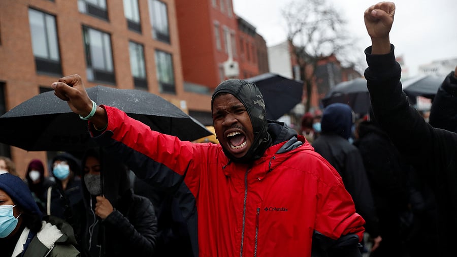 People march during a rally for Daunte Wright, who police allegedly shot and killed during a traffic stop. Credit: Reuters Photo