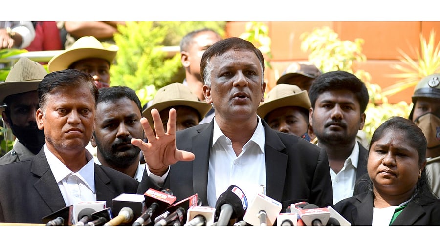 The team of lawyers representing the woman in the on-going CD case. Credit: DH photo/Pushkar V