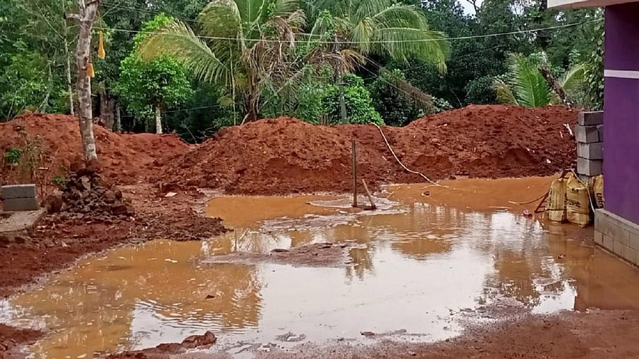 Rainwater in the yard of a house in Bethu. Credit: Special arrangement