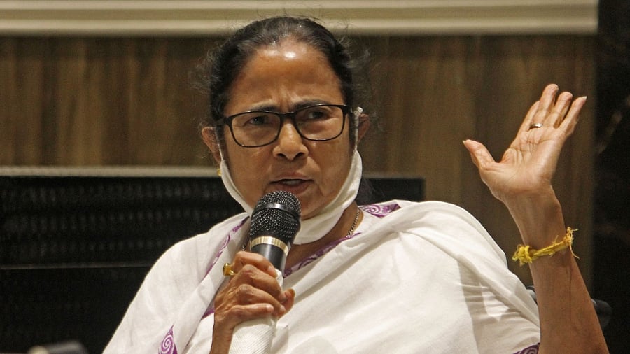 Chief Minister of India’s West Bengal state Mamata Banerjee speaks during a press conference in Siliguri on April 10, 2021. Credit: AFP Photo