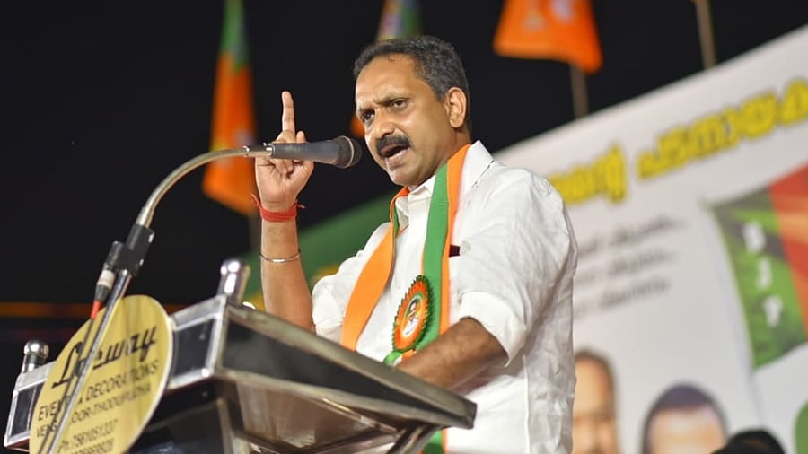 BJP leader K Surendran. Credit: Facebook/BJP4keralam