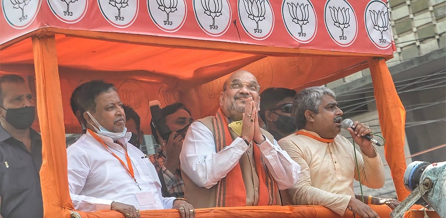 Shah at a rally in Nadia. Credit: PTI Photo