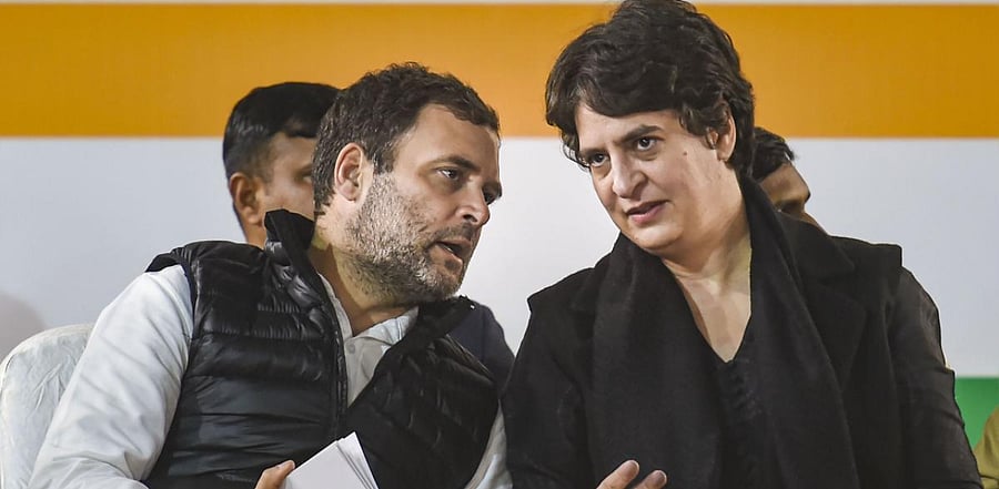 Congress Leaders Rahul Gandhi and Priyanka Gandhi. Credit: PTI photo.