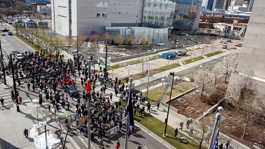 People protest against the Brooklyn Center, Minnesota, police shooting of Daunte Wright. Credit: Reuters photo