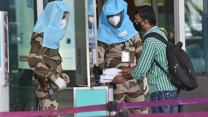 Authorities at the Kempegowda International Airport (KIA) have not received any instruction on testing passengers on arrival or asking for a negative Covid certificate. Credit: DH File Photo/Janardhan B K
