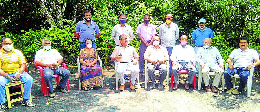 Kodava Samaja president Appachettolanda Manu Muttappa speaks during a meeting held in Napoklu.
