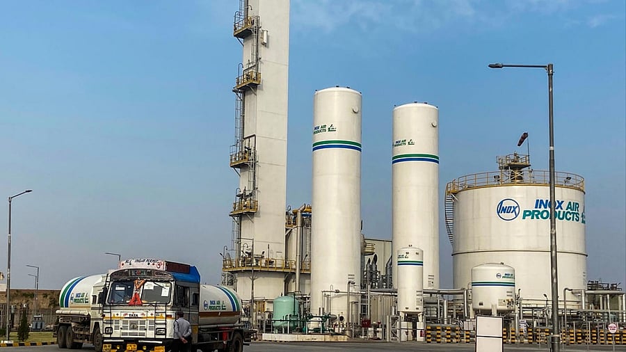 Tankers filled with liquid medical oxygen. Credit: PTI Photo