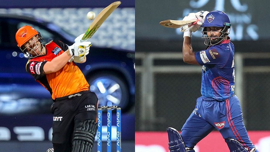 David Warner captain of Sunrisers Hyderabad and Rishabh Pant of Delhi Capitals. Credit: PTI Photos