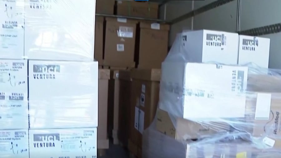 First consignment of medical equipment from UK to India has been dispatched. Credit: Screengrab via ANI