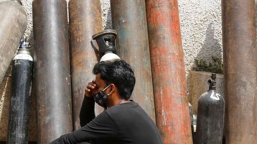 The exponential rise in cases have left people scrambling for medical oxygen and ICU beds in hospitals in Delhi. Credit: Reuters Photo