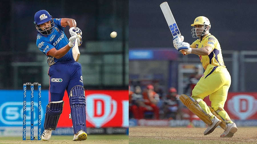 Mumbai Indians captain Rohit Sharma (L) and Chennai Super Kings skipper M S Dhoni. Credit: PTI/Sportzpics Photos