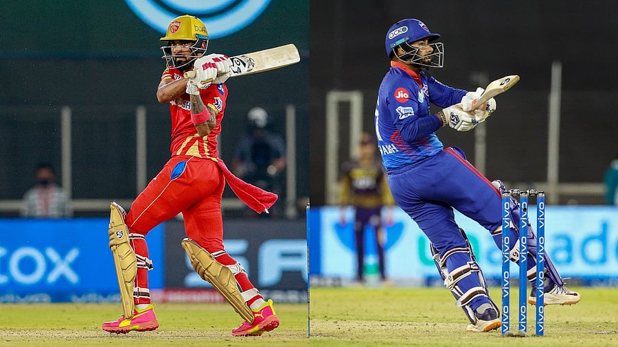 Punjab Kings captain K L Rahul (L) and Delhi Capitals skipper Rishabh Pant. Credit: PTI/Sportzpics Photos
