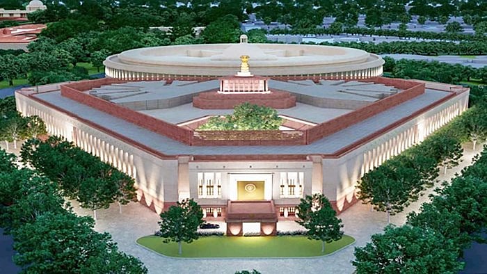 A model of the proposed new Parliament building. Credit: PTI File Photo
