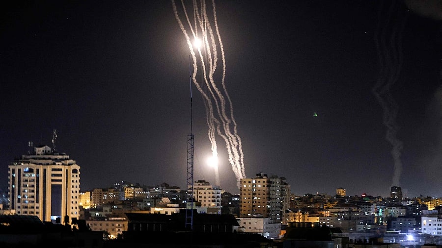 Rockets are launched towards Israel from Gaza City, controlled by the Palestinian Hamas movement. Credit: AFP Photo