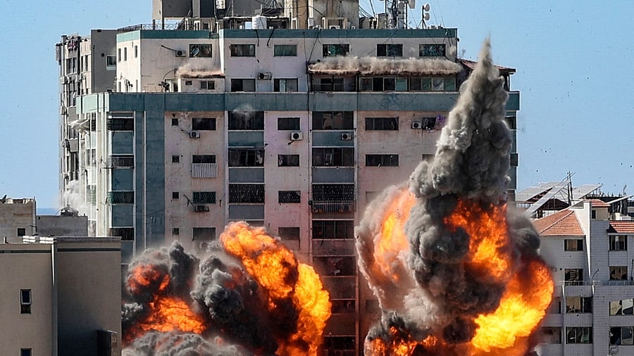 The al-Jala building in Gaza City houses the offices of Qatar-based broadcaster Al Jazeera. Credit: AFP Photo