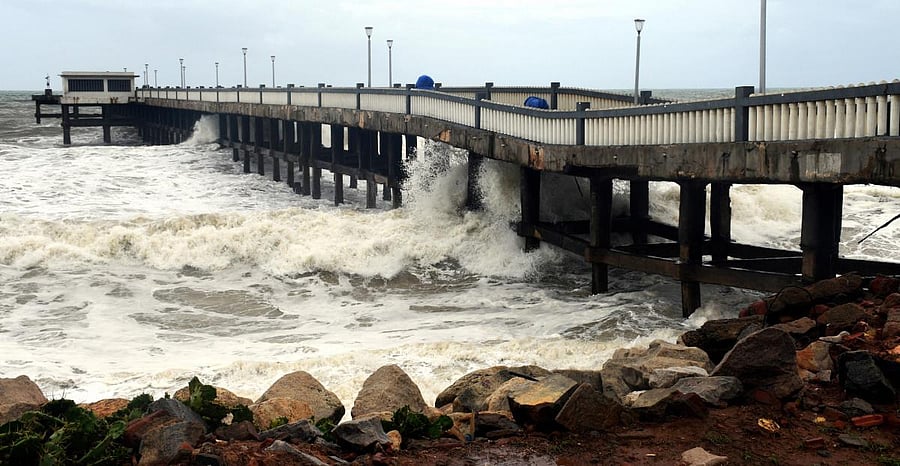 Rough sea weather conditions due to formation of Cyclone Tauktae in the Arabian Sea, in Thiruvananthapuram. Credit: PTI Photo