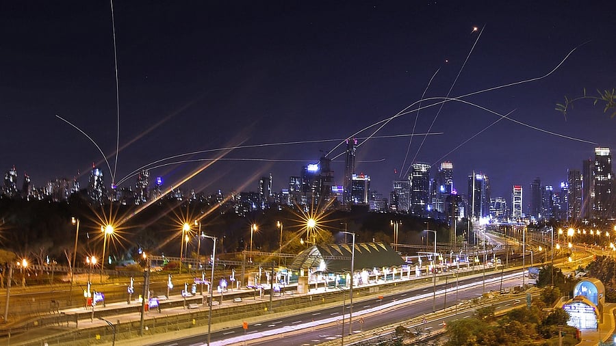 Israel's Iron Dome air defence system intercepts rockets above the coastal city of Tel Aviv. Credit: AFP Photo