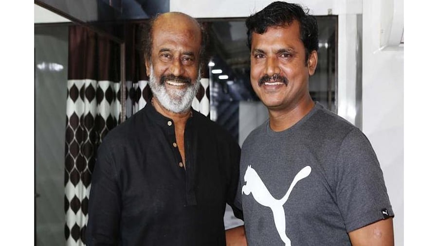 Nitish Veera with Rajinikanth. Credit: Twitter/@rameshlaus